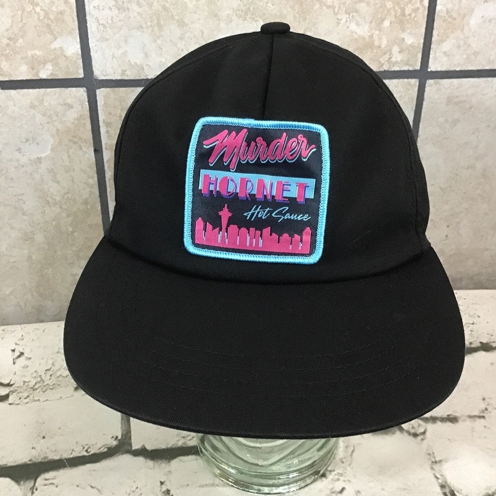 Murder Hornet Hot Sauce Hat‎ Retro Seattle Skyline Patch Snapback Ball Cap